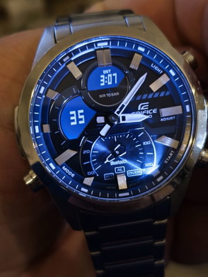 Casio Edifice ECB-30 wristwatch used with Bluetooth and 46mm dial