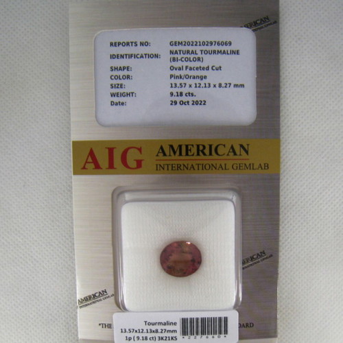 Tourmaline 9.18 ct bi-color natural gemstone