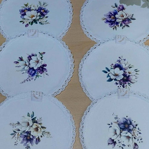 Handmade table napkin set new, 6 pcs cotton with large centerpiece