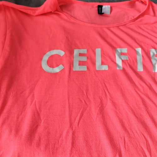 H&M top t shirt women's pink neon used large