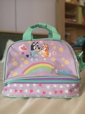 Lunch bag with bleuy design like new, two compartments and shoulder strap