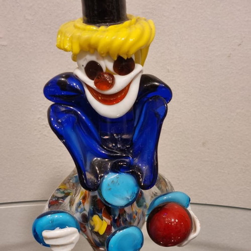 Vintage Italian Murano Glass Large Figure Clown Holding Ball