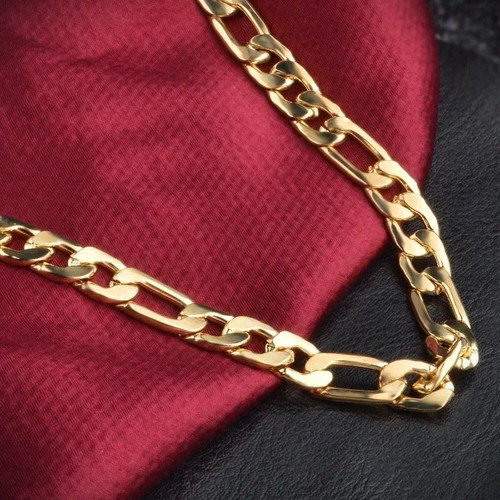Jewelry set 18K gold-plated necklace and bracelet chain, 6mm thickness