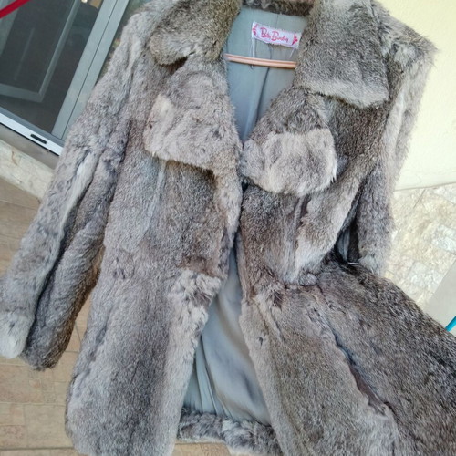 Women's natural rabbit fur used, medium size, gray shades