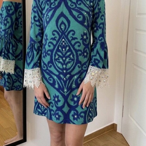 Cezanne dress used with crystals one size blue turquoise