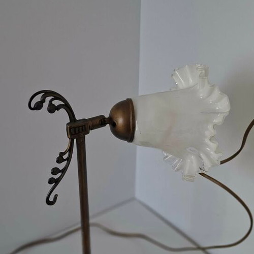 Bronze table lamp used with white Murano Franco Luce glass