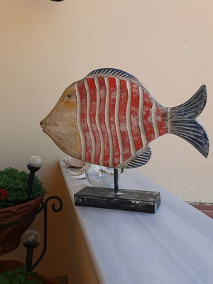 Decorative wooden fish used, handmade