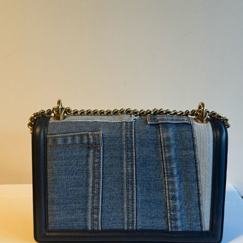 Dolce & Gabbana Blue Denim Patchwork Devotion Shoulder Bag like new