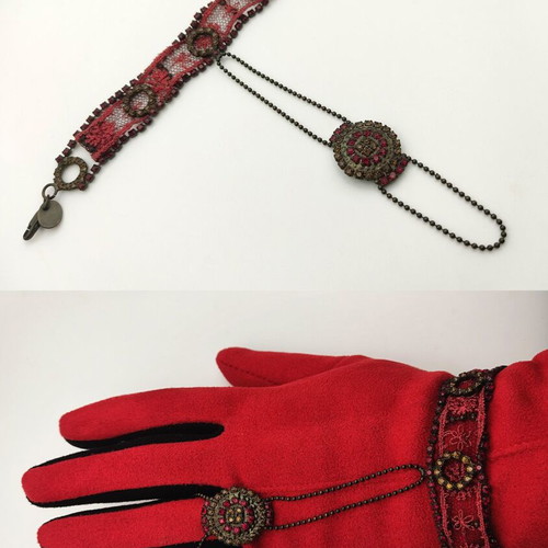 Lace Bracelet with Swarovski like new, red (Dimitriadis)