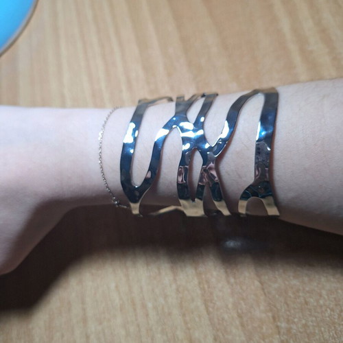 Steel wide bracelet cuff new, silver