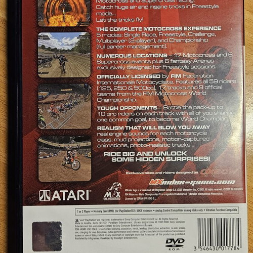 MX Rider PlayStation 2 game used, official motocross championship