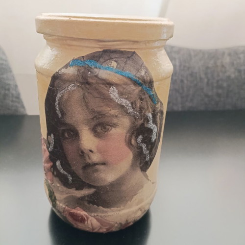Handmade decoupage vase like new