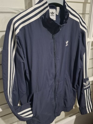 Adidas μπουφανάκι ανοιξιάτικο small σαν καινούργιο, μπλε, φαρδιά γραμμή