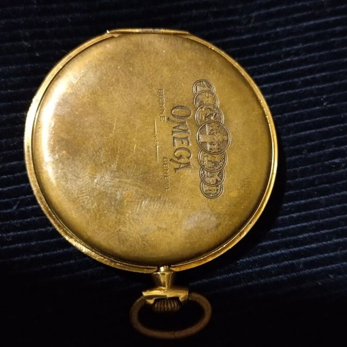 Omega 18K Rose Gold Pocket Watch 1920 used with 14K chain