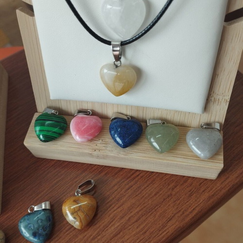 Cross necklace with semi-precious stones new set with cord