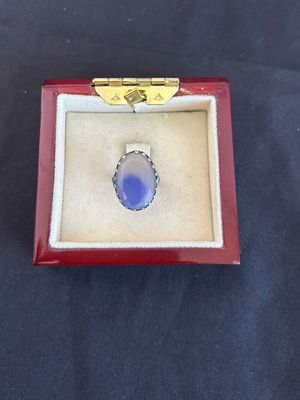 Silver vintage ring with blue stone used