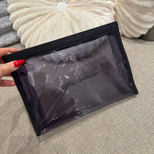 Dolce & Gabbana transparent pouch like new, black PVC with leather trim
