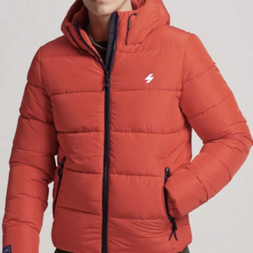 Superdry Hooded Sports Puffer Jacket new, men's M and L, bright red