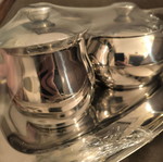 Silver-plated serving containers set with tray new