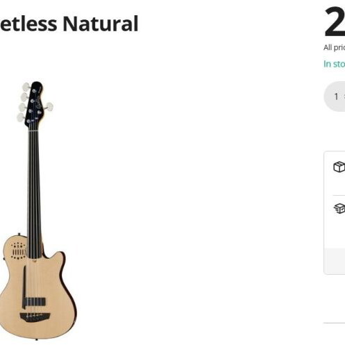 Godin A5 Bass Ultra Fretless Natural like new