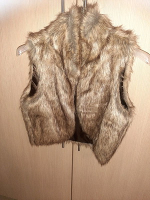 Tally Weijl short faux fur vest used, brown, size 36