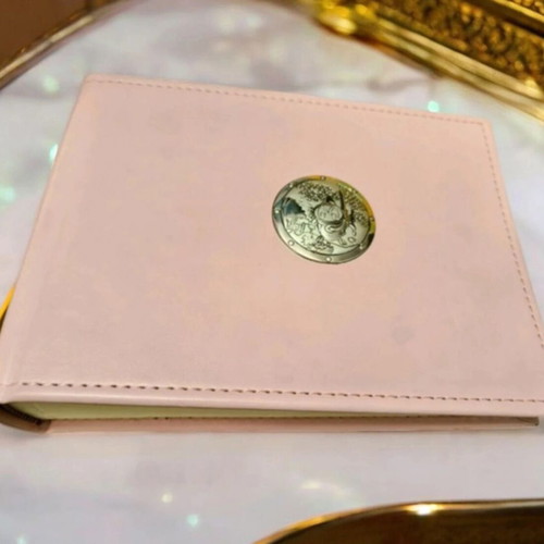 Photo album with pink leather cover 22×16 cm
