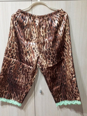Women's summer satin leopard print pajama like new brown size M