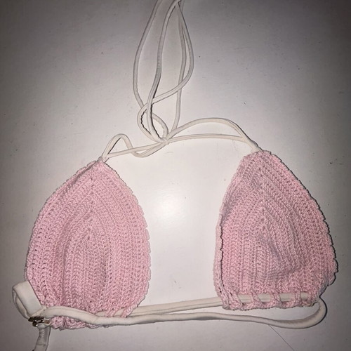 Handmade swimsuit like new, white and pink, size S