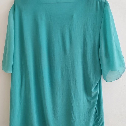 Vintage Women's Turquoise Blouse L/XL Like New With Shoulder Pads