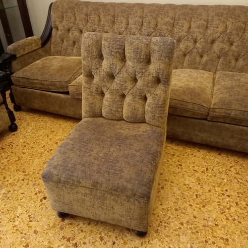 Sofa set used, 4-seat with 4 armchairs vintage condition