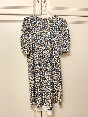 Zara floral winter dress size S like new, white and blue