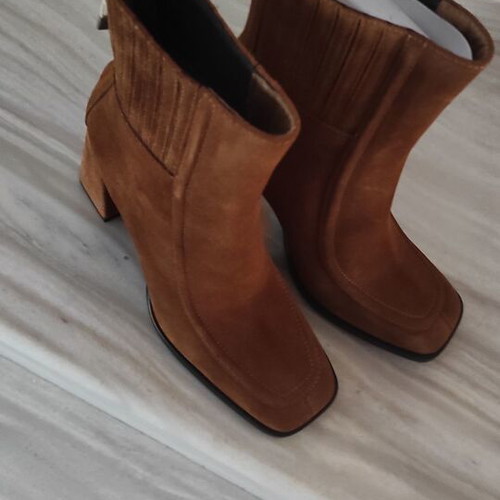 Castor ankle boots new leather brown size 40 heel 10 cm