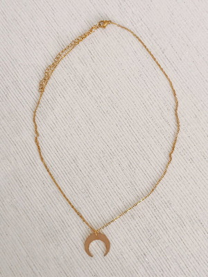 Steel crescent moon necklace new with adjustable clasp
