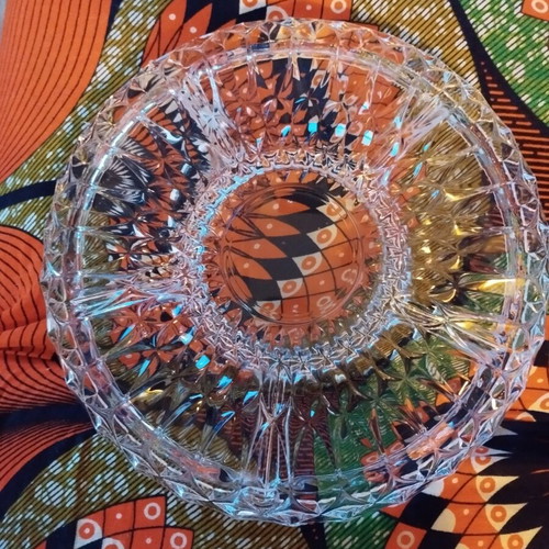 Vintage crystal serving platter with 6 compartments 27x27 cm like new