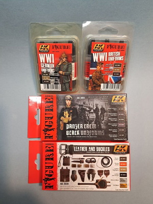 AK-Interactive Figure Series Sets AK3001, AK3030, AK3080, AK3090 new for brush and airbrush