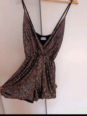 Sequin shorts jumpsuit used, black, size M