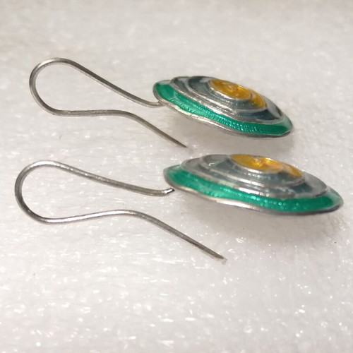 Silver earrings 985 grade with enamel colors, new