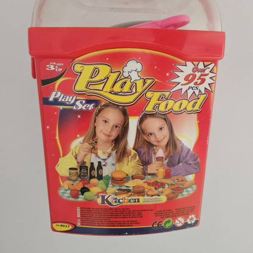 Play Food Set used with fake fruits, vegetables, sweets, and utensils