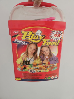 Play Food Set used with fake fruits, vegetables, sweets, and utensils