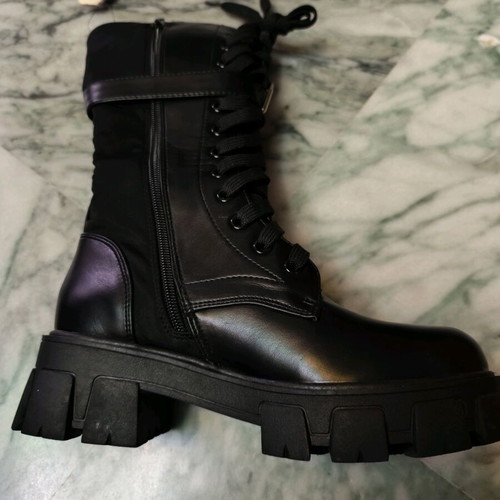 Celestino military style black boots new with chunky sole and side pouch