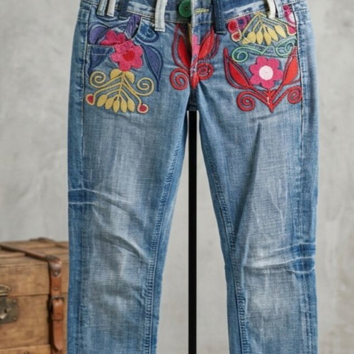 Miss Sixty Vintage Boho Chic Embroidered Jeans