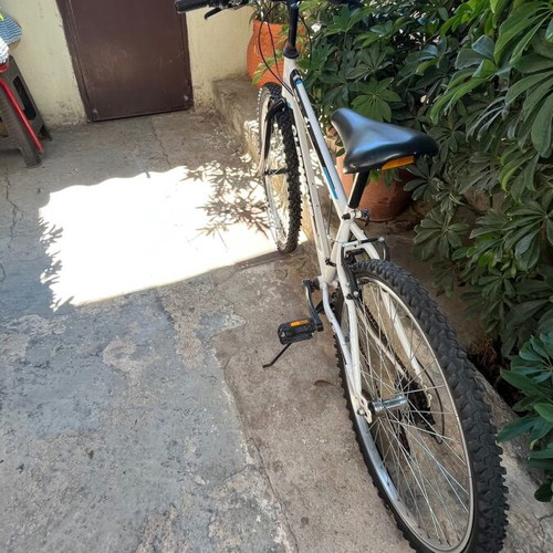 Mountain bike, white, disc brakes, gears