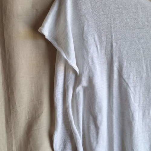 White Knit Oversized Boxy Top Medium Semi Sheer Cotton