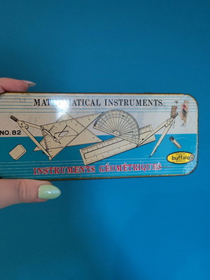 Vintage set of geometric instruments used