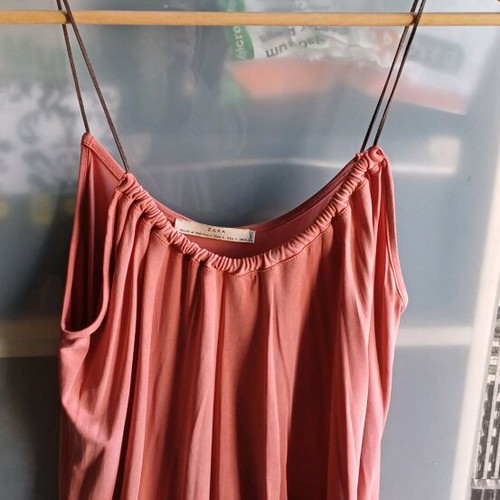 Zara top with leather strap pink like new, size S