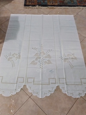 Κουρτίνα παραδοσιακή λινή με οργαντζά καινούργια