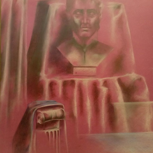 Alexander the Great bust drawing with pencil and pastel, new