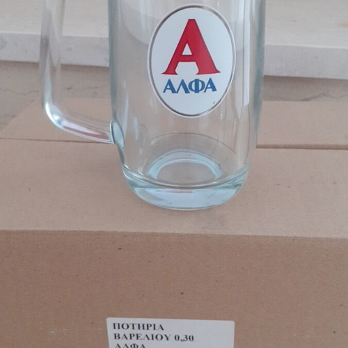 Alfa Beer Glasses set of 6 new, 300ml, thick glass with handle