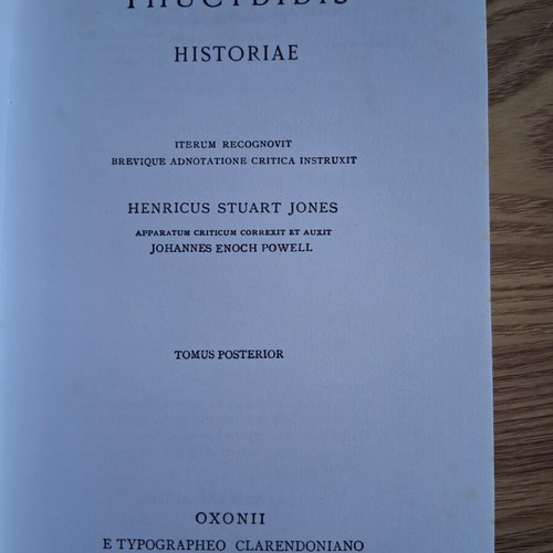 Thucydidis Historiae Oxford Classical Texts Volume One and Two