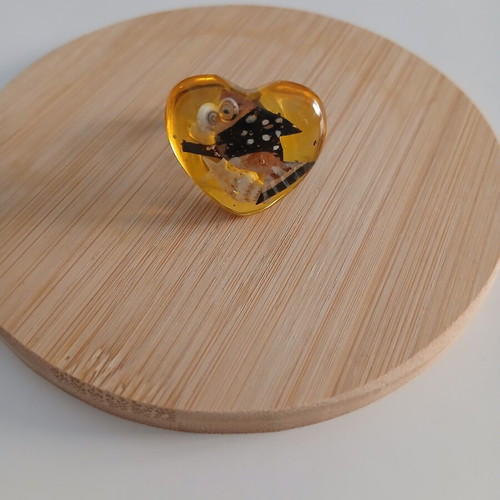 Heart ring with shells like new, adjustable